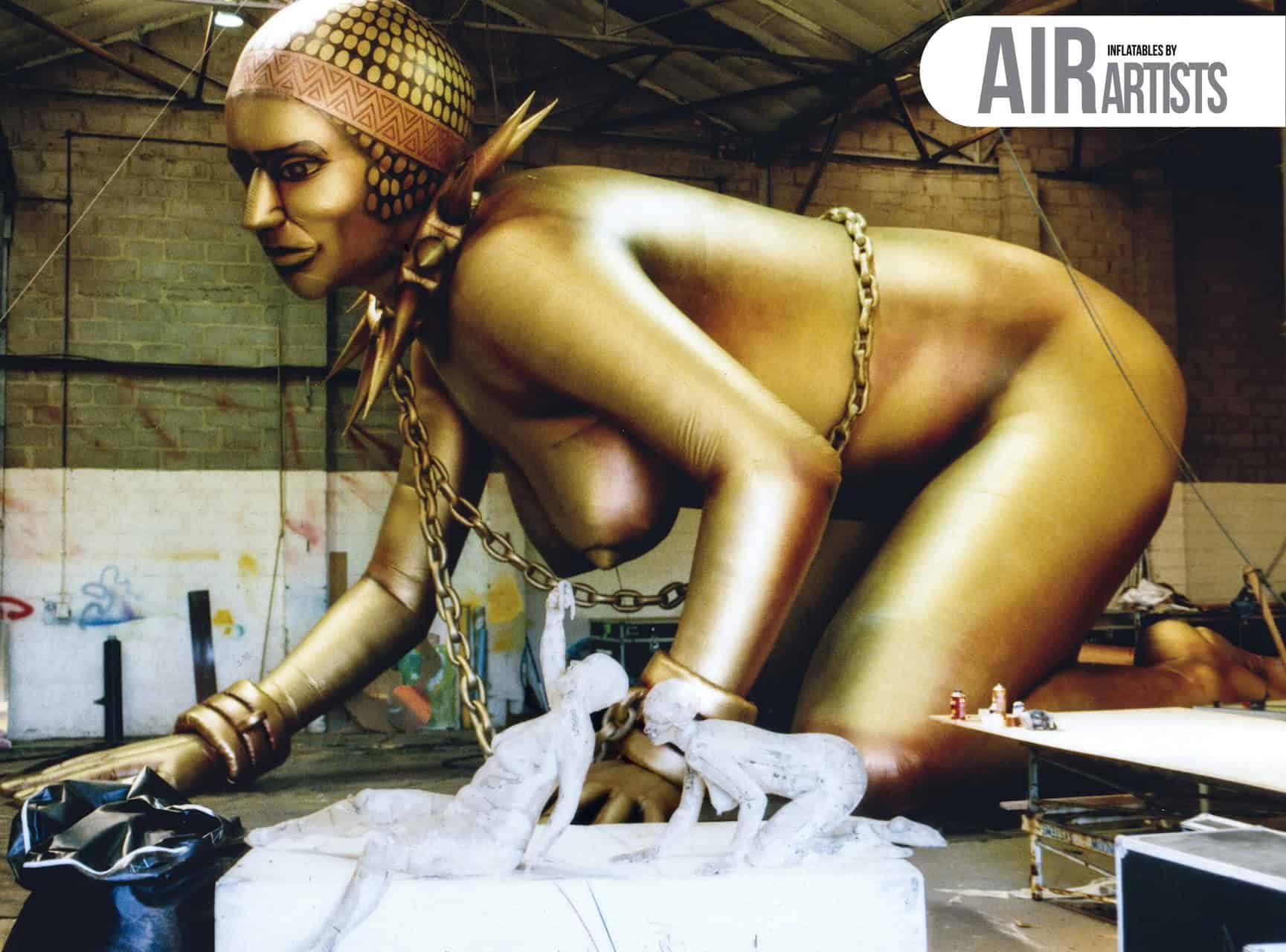 Air Artists inflable Sloth commissioned for the Rolling Stones Bridges to Babylon tour. Photographed in the Air Artists workshop. September 1997