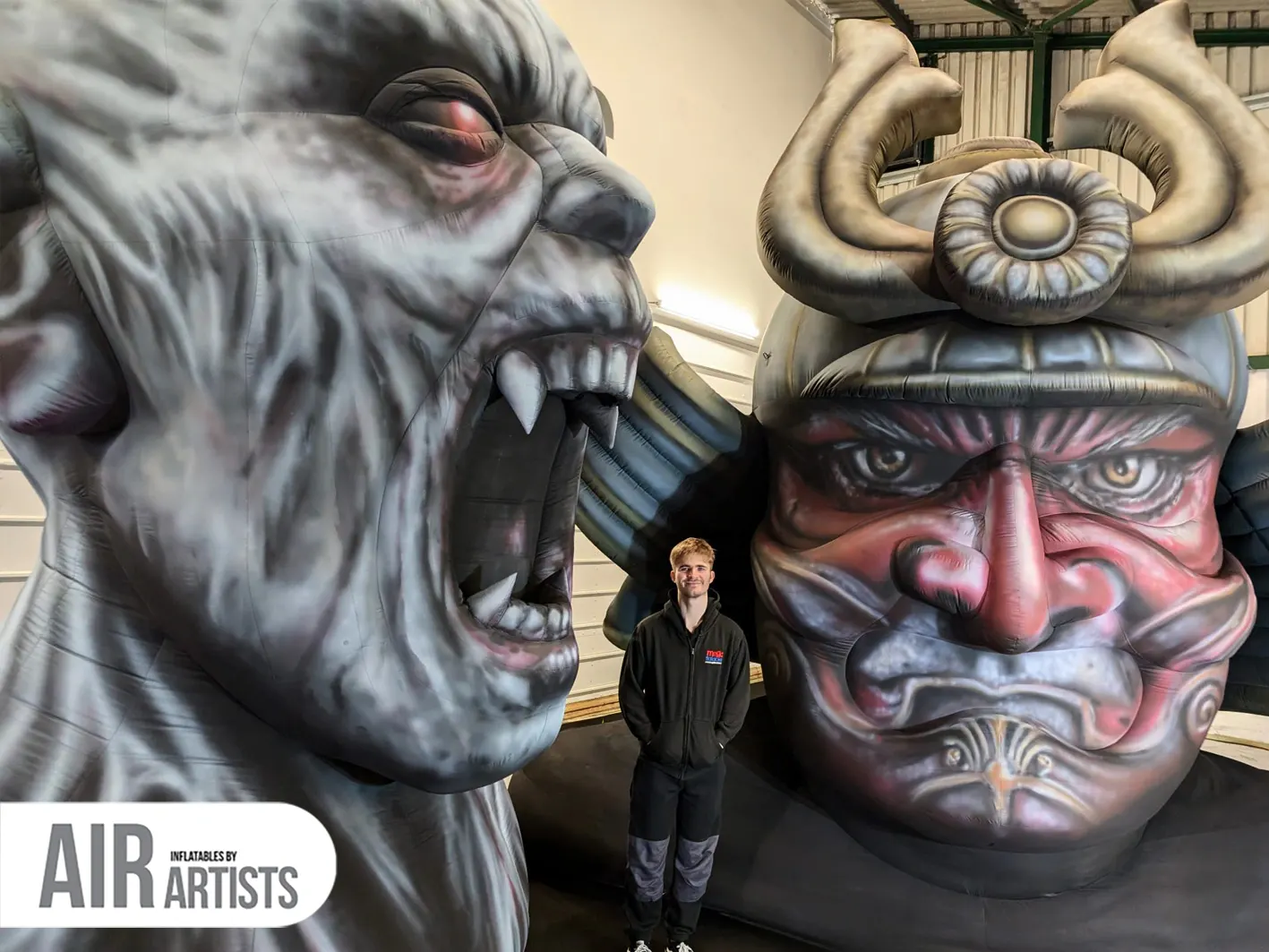 Samurai and Vampire Realistic Inflatable Sculptures Hand-Painted and Created By Air Artists