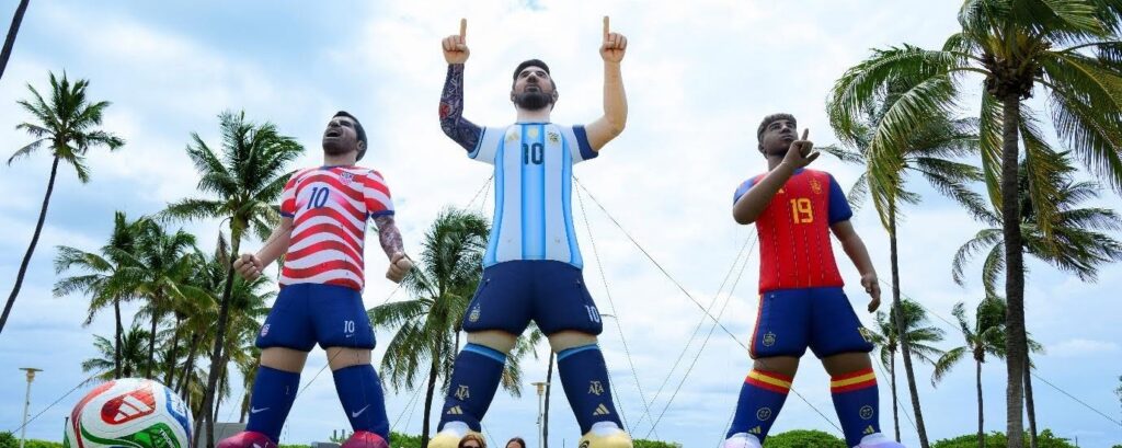 inflatable advertising ideas – giant hand-painted footballer replicas created for FOX Sports
